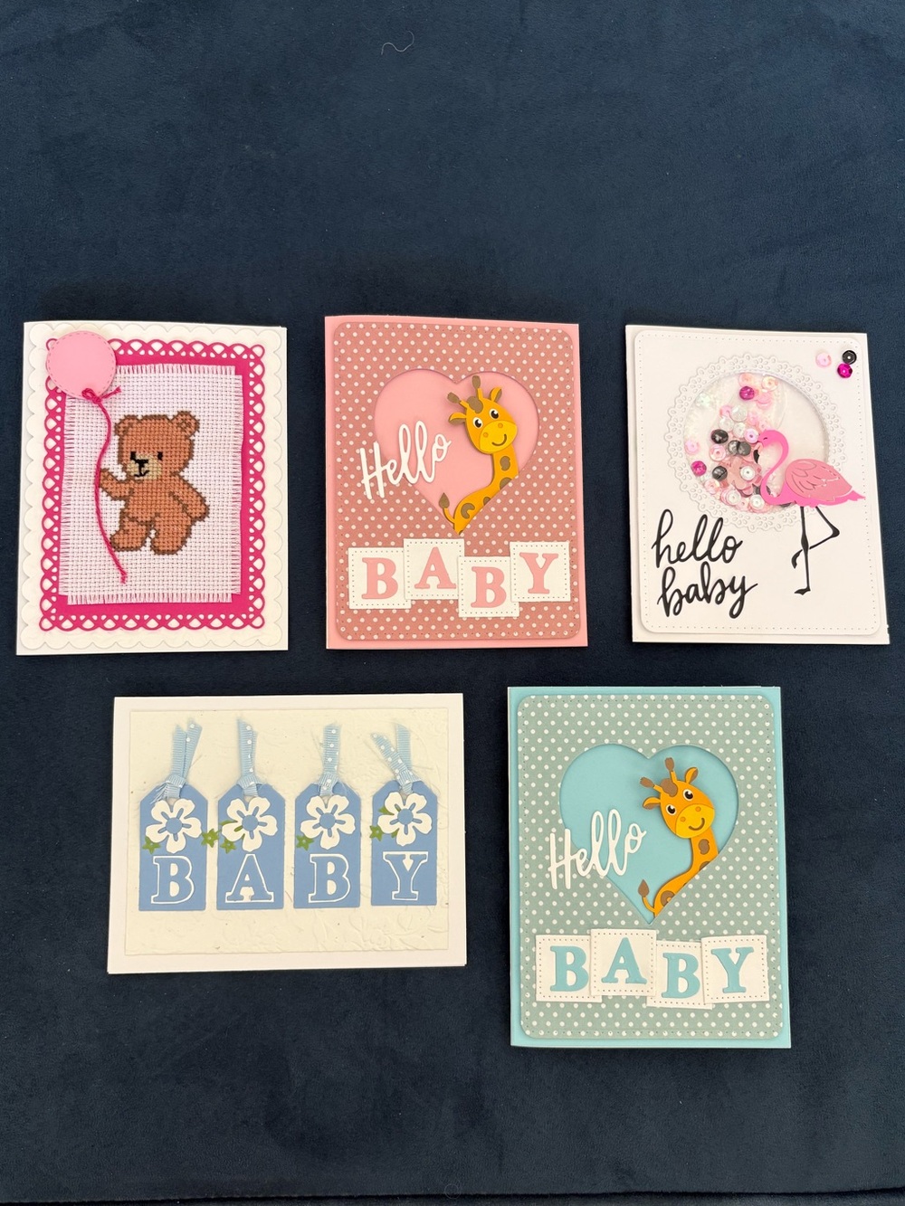 Bundle: “baby” handmade original cards for girl boy